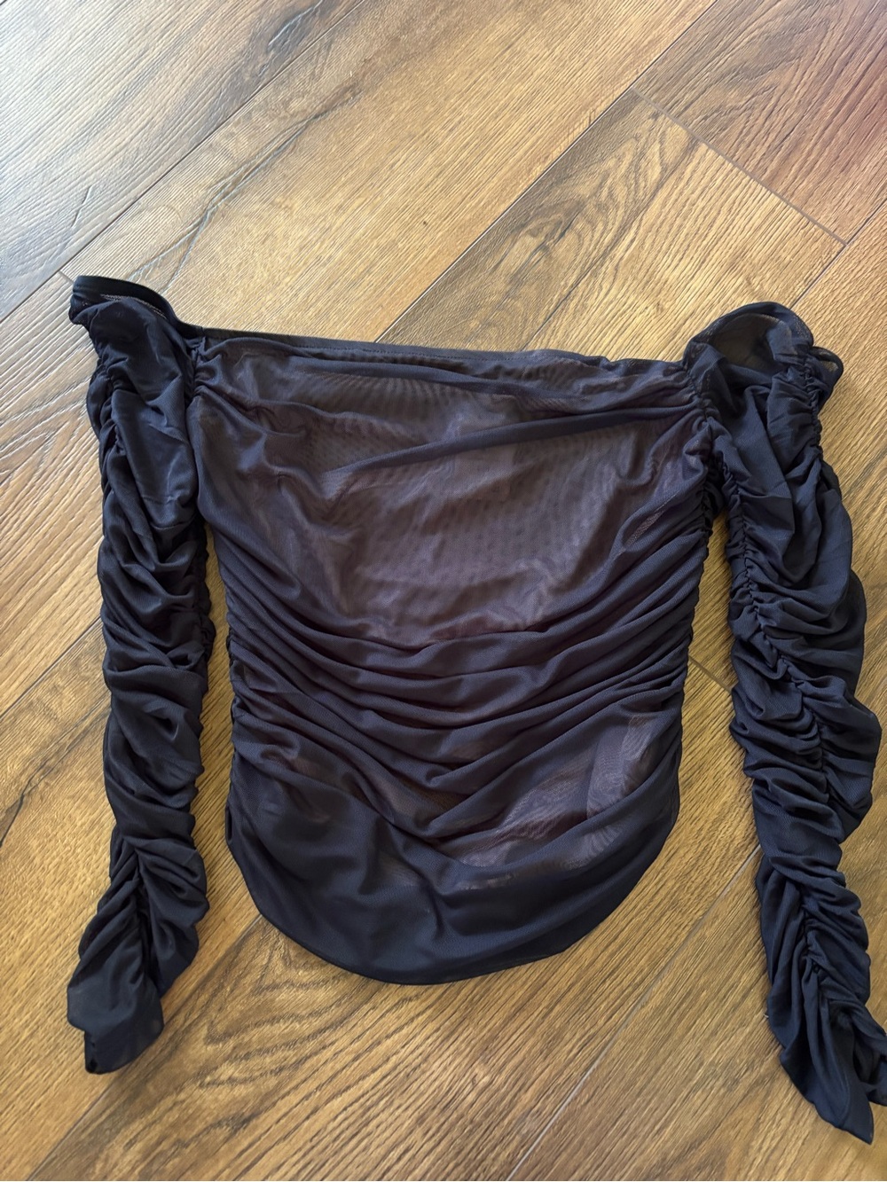 Free People Black Ruched Off-Shoulder Crop Top